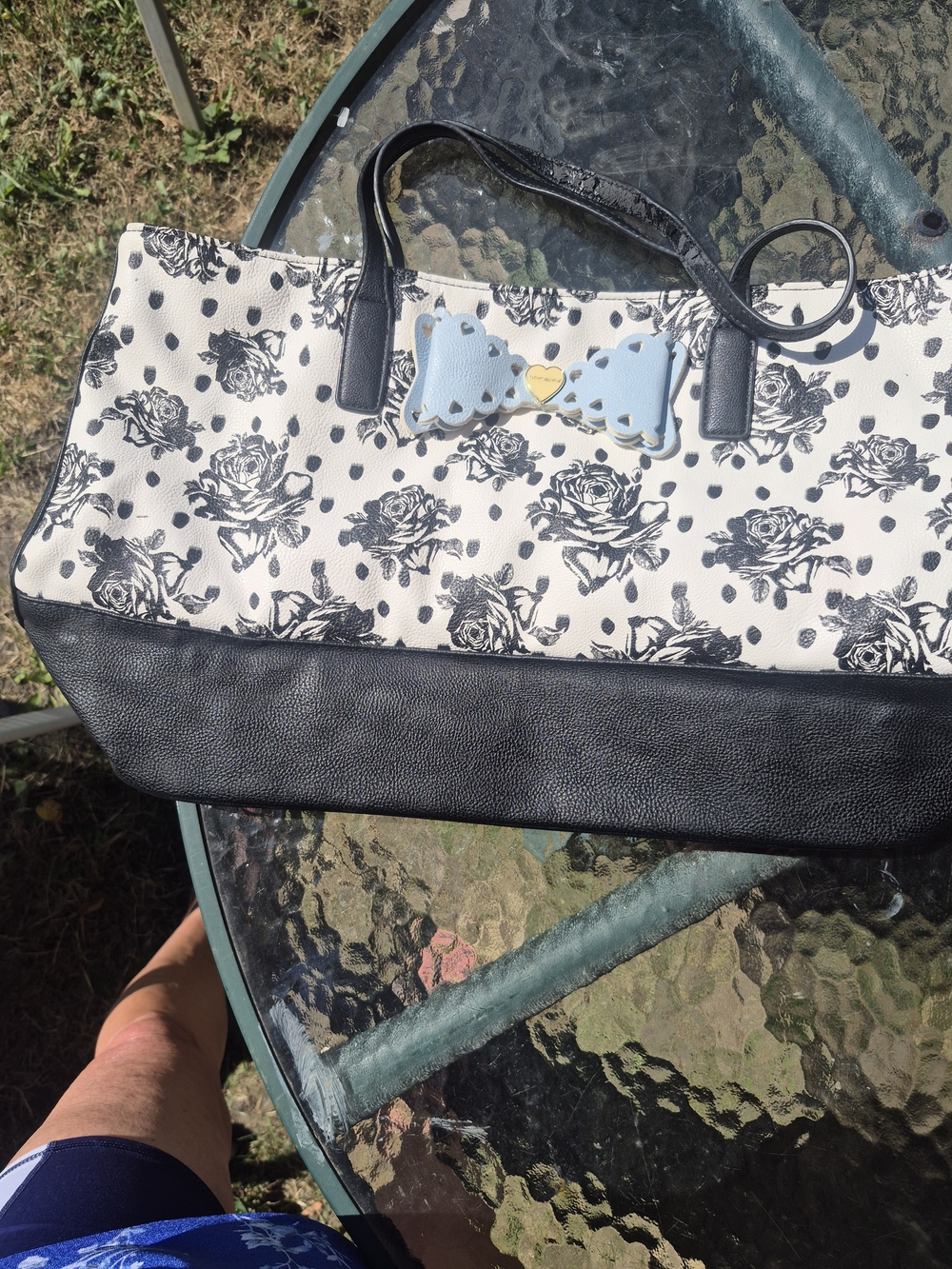 Betsy Johnson Floral Polka Dot Tote Bag.